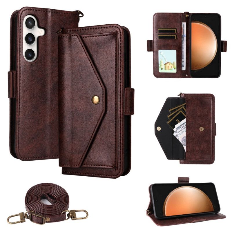 Kožený Kryt Na Samsung Galaxy S25 Fe Multifunkční Peněženka