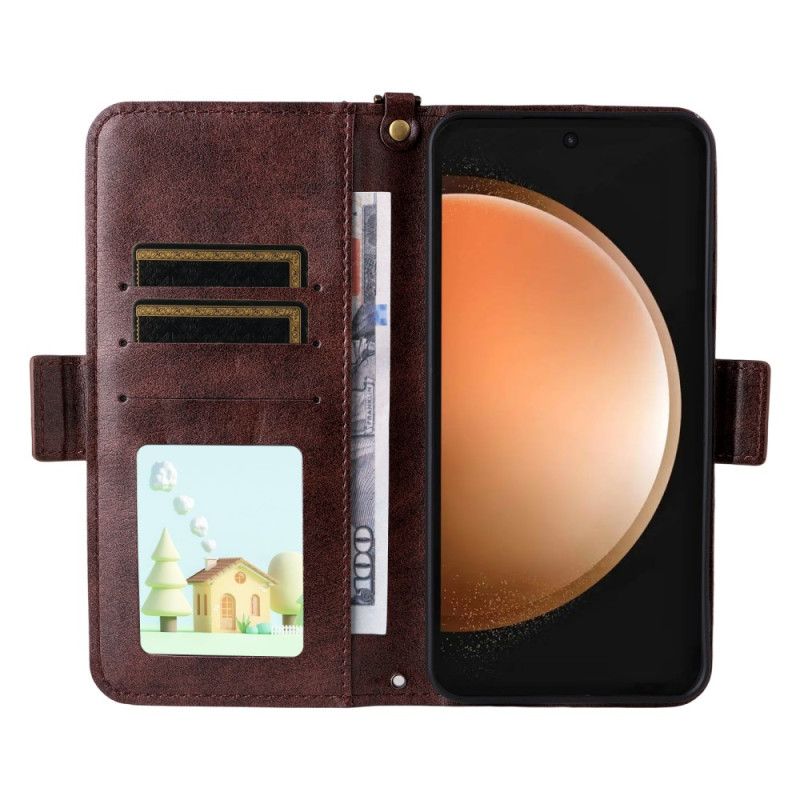 Kožený Kryt Na Samsung Galaxy S25 Fe Multifunkční Peněženka