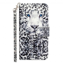 Kožený Kryt Samsung Galaxy S25 Fe Leopard Se Šňůrkou Na Krk