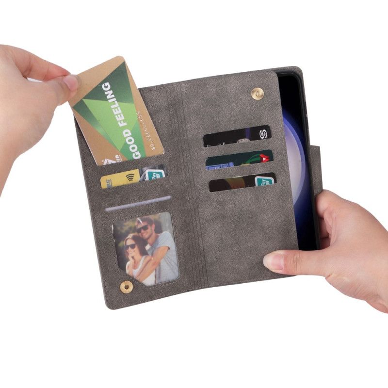 Kožený Kryt Samsung Galaxy S25 Fe Peněženka Se Zipem