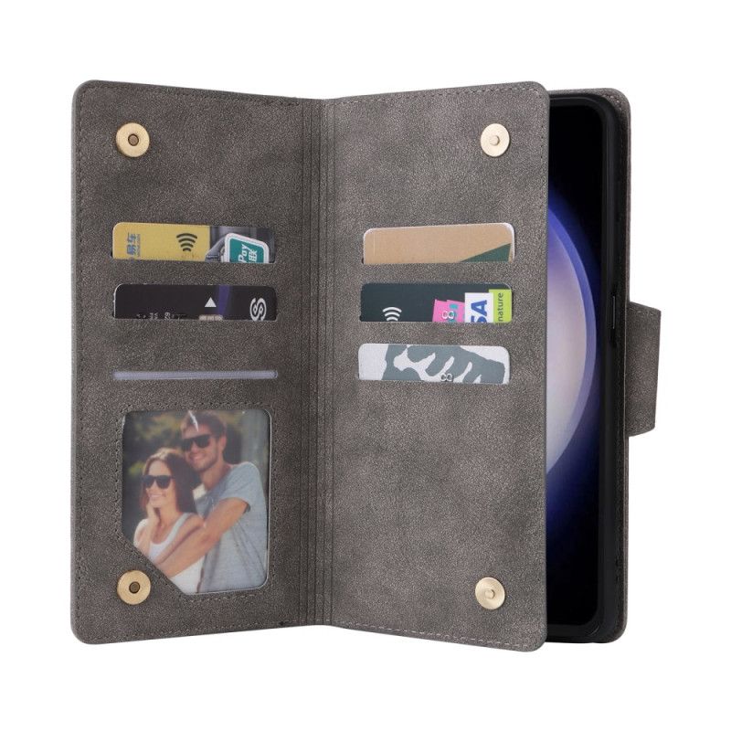 Kožený Kryt Samsung Galaxy S25 Fe Peněženka Se Zipem