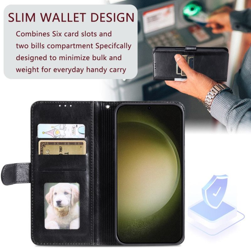 Kožený Kryt Samsung Galaxy S25 Fe Pouzdro Na Karty A Popruh