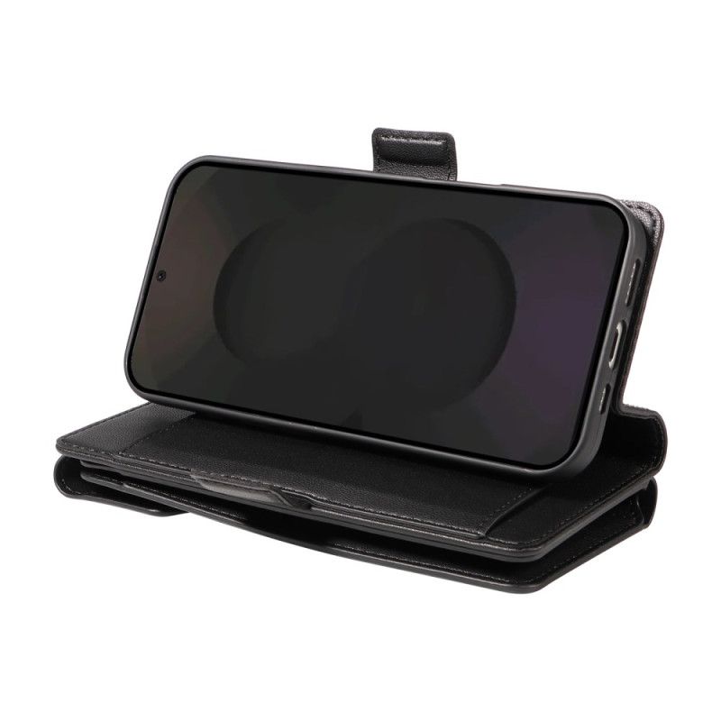 Kožený Kryt Samsung Galaxy S25 Fe Pouzdro Na Karty A Řemínek Na Zápěstí