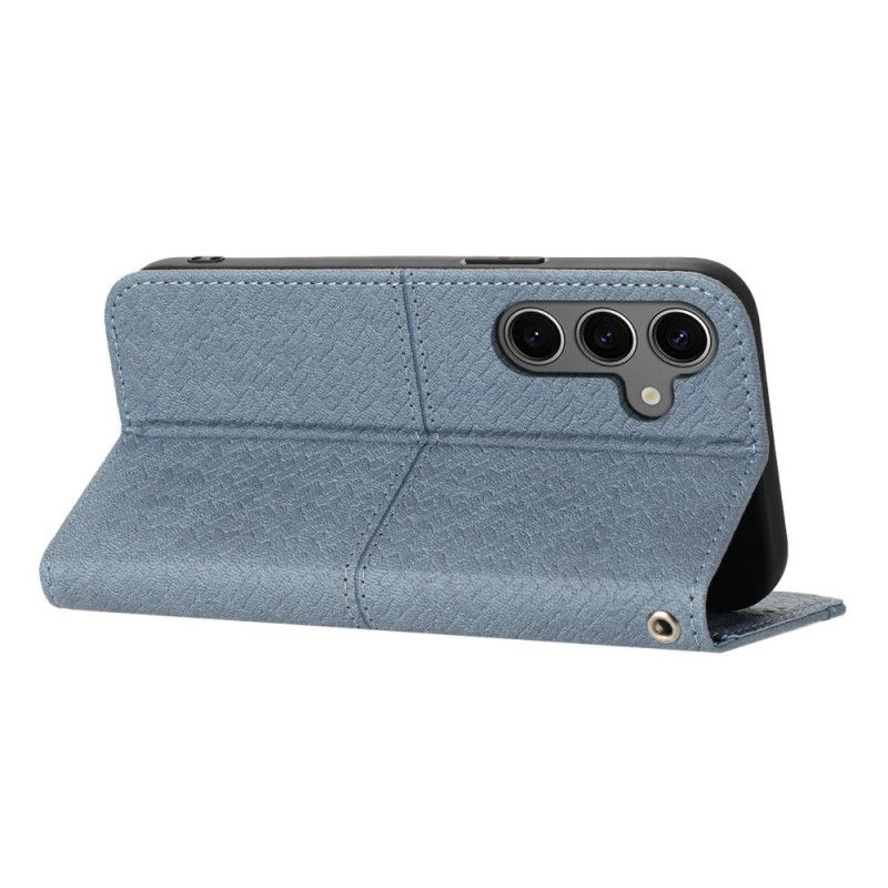 Kožený Kryt Samsung Galaxy S25 Fe Tkaná Textura A Šňůrka Na Krk