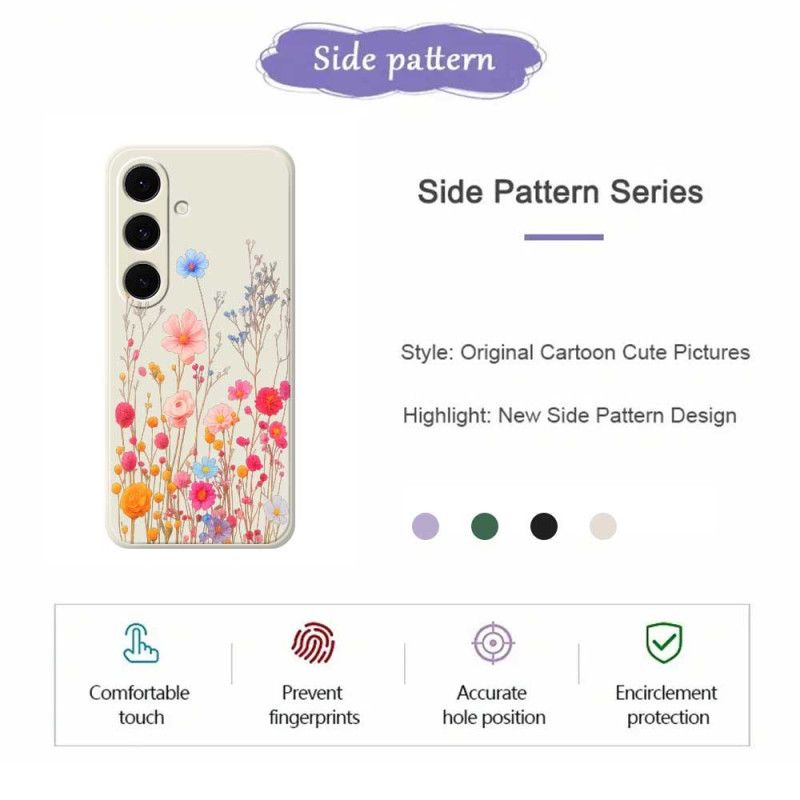 Kryt Samsung Galaxy S25 Fe Kryty Na Mobil Silikon S Divokými Květinami