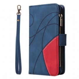 Peněženková Pouzdra Samsung Galaxy S25 Fe Kryty Na Mobil Dvoubarevný Vlnkový Vzor