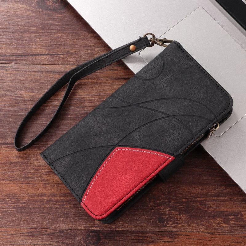 Peněženková Pouzdra Samsung Galaxy S25 Fe Kryty Na Mobil Dvoubarevný Vlnkový Vzor