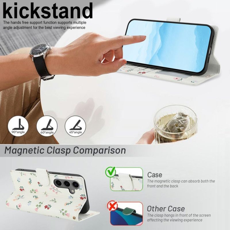 Peněženková Pouzdra Samsung Galaxy S25 Fe Kryty Na Mobil Květinová Šňůrka Na Krk