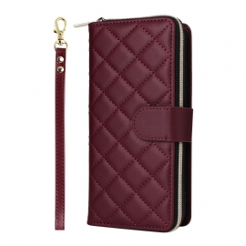 Peněženková Pouzdra Samsung Galaxy S25 Fe Prošívaná S Řemínkem A Ramenním Popruhem