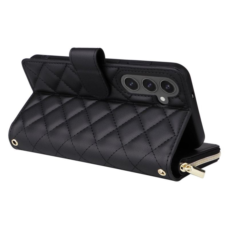 Peněženková Pouzdra Samsung Galaxy S25 Fe Prošívaná S Řemínkem A Ramenním Popruhem