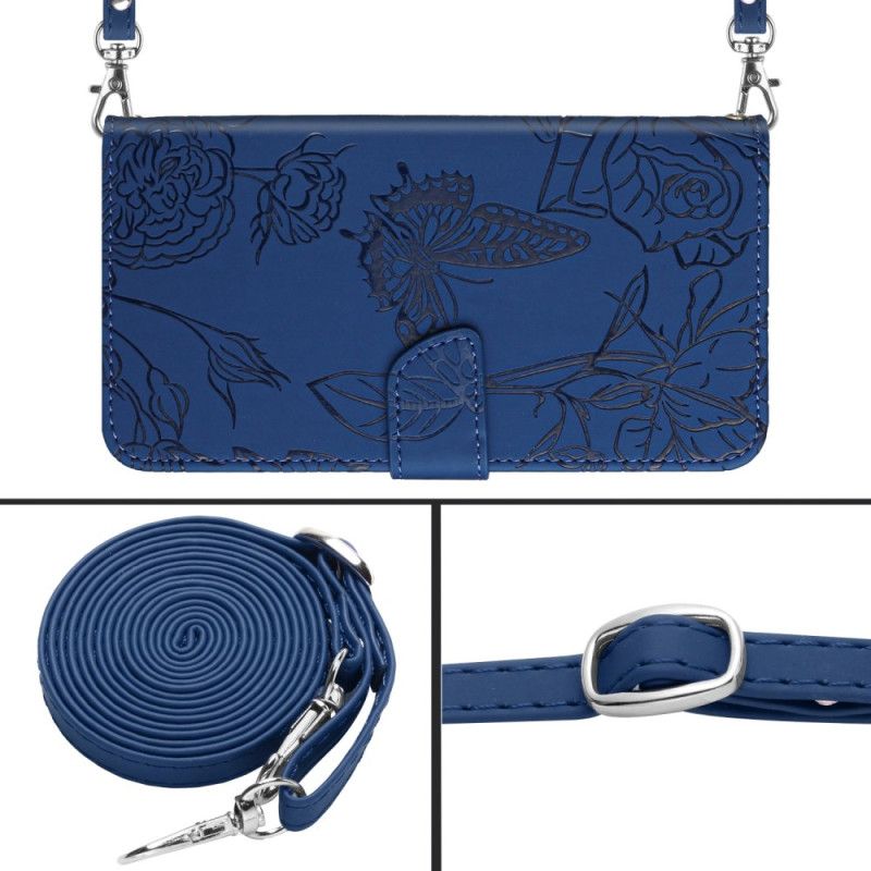 Peněženková Pouzdra Samsung Galaxy S25 Fe Ramenní Popruh S Potiskem Motýlů