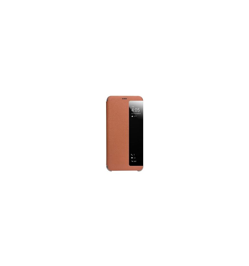 Flipové Pouzdro Na Huawei P20 Pro V Kůži S Oknem - Hnědá