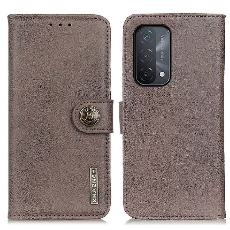 Kožené Pouzdro Na Oppo A74 5G / A54 5G Držák Karet S Koženými Efekty Khazneh