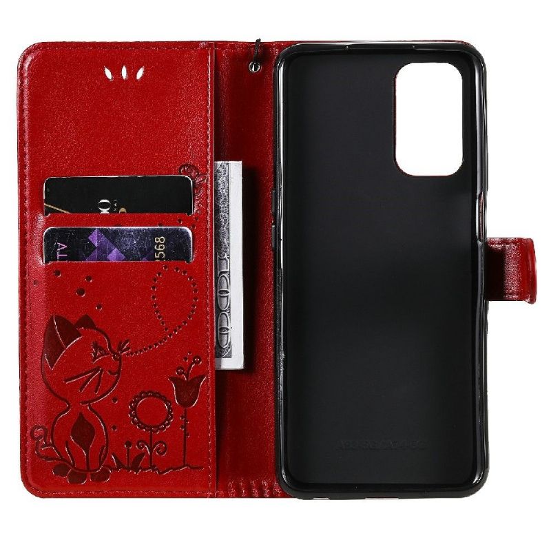 Kožené Pouzdro Na Oppo A74 5G / A54 5G Ilustrace Kočky