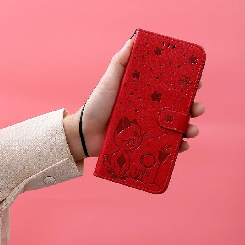 Kožené Pouzdro Na Oppo A74 5G / A54 5G Ilustrace Kočky