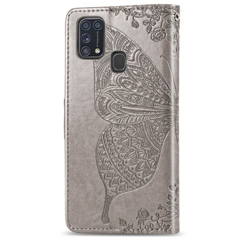 Kožené Pouzdro Na Samsung Galaxy M31 Pomocný Motýl