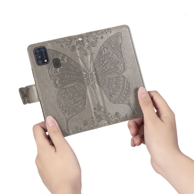 Kožené Pouzdro Na Samsung Galaxy M31 Pomocný Motýl
