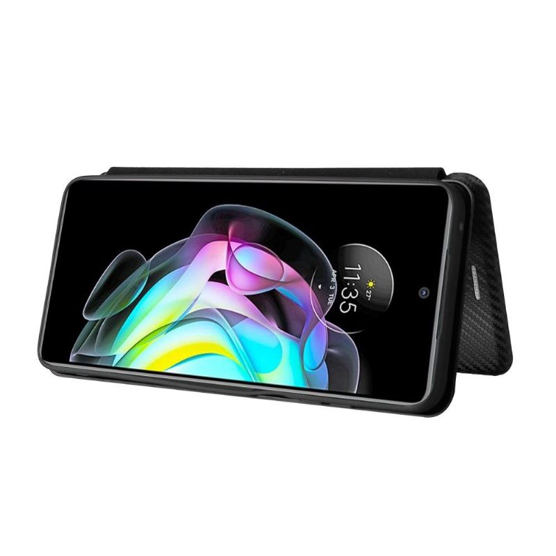 Flipové Pouzdro Na Motorola Edge 20 Koženka Z Uhlíkových Vláken