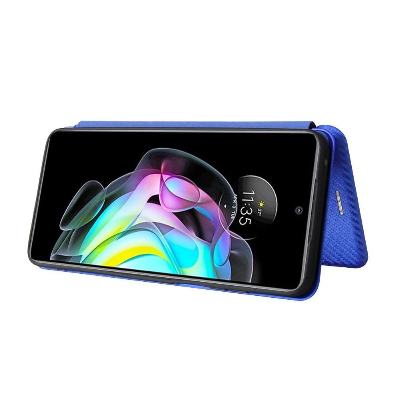 Flipové Pouzdro Na Motorola Edge 20 Koženka Z Uhlíkových Vláken