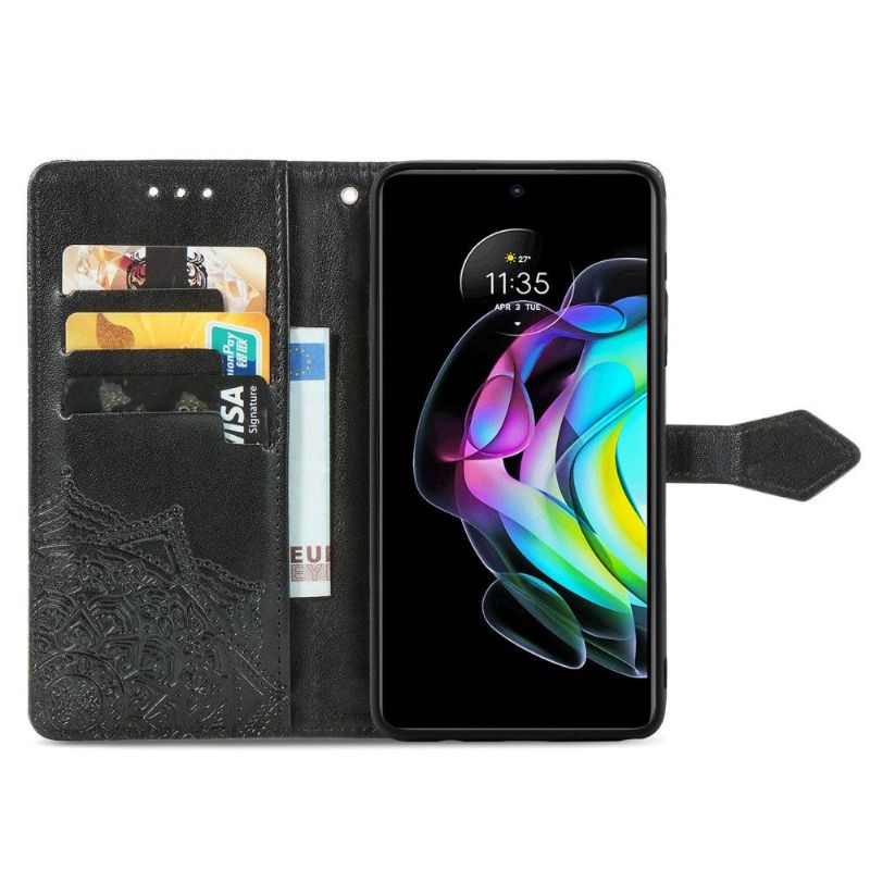 Kožené Pouzdro Na Motorola Edge 20 Mandala Reliéf Z Umělé Kůže
