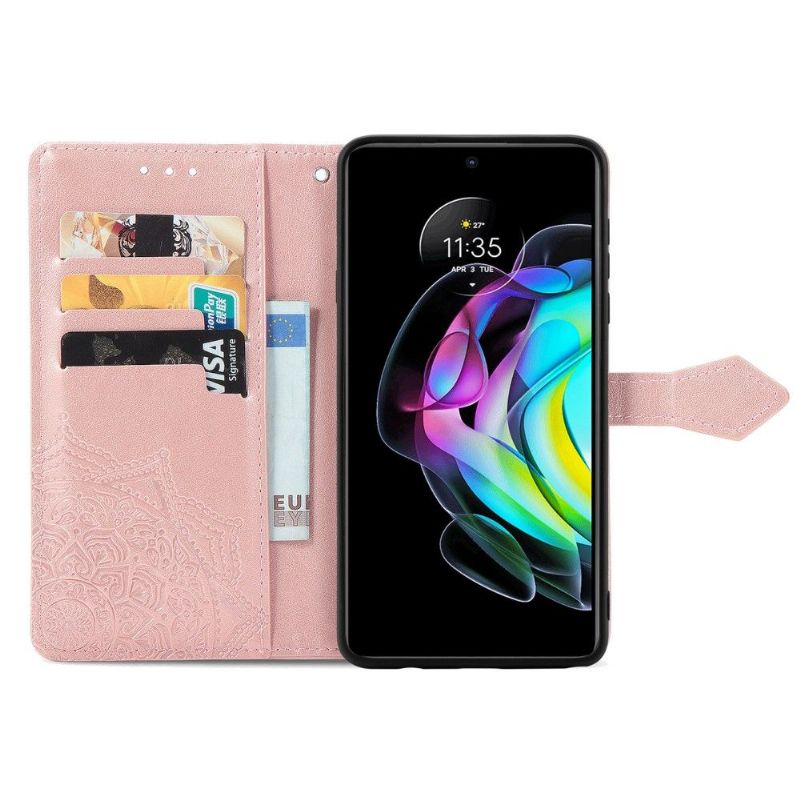 Kožené Pouzdro Na Motorola Edge 20 Mandala Reliéf Z Umělé Kůže