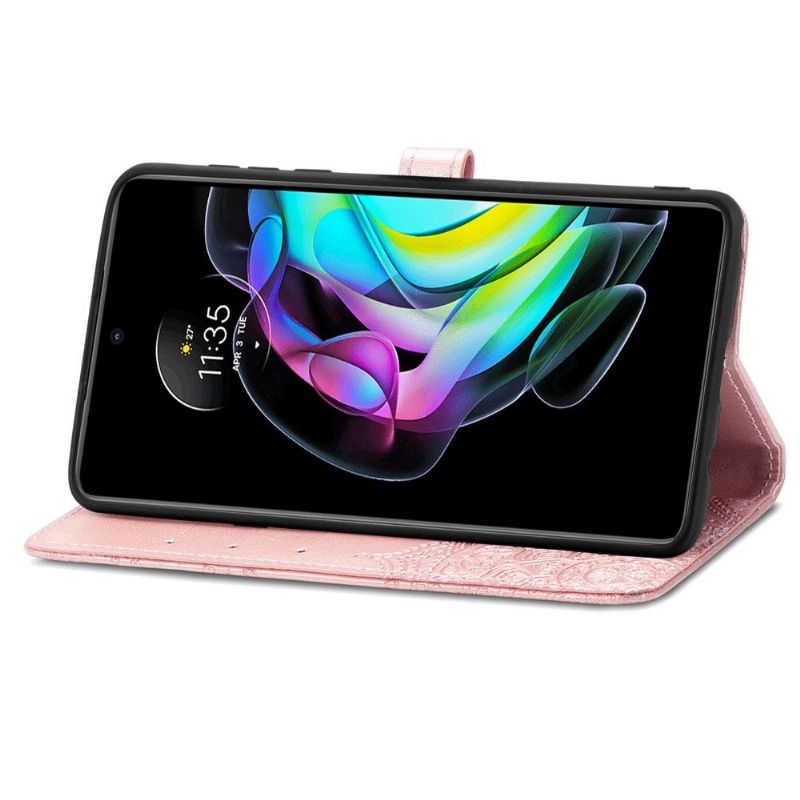 Kožené Pouzdro Na Motorola Edge 20 Mandala Reliéf Z Umělé Kůže