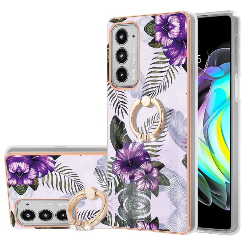 Kryt Na Motorola Edge 20 Exotické Květiny S Prstenem