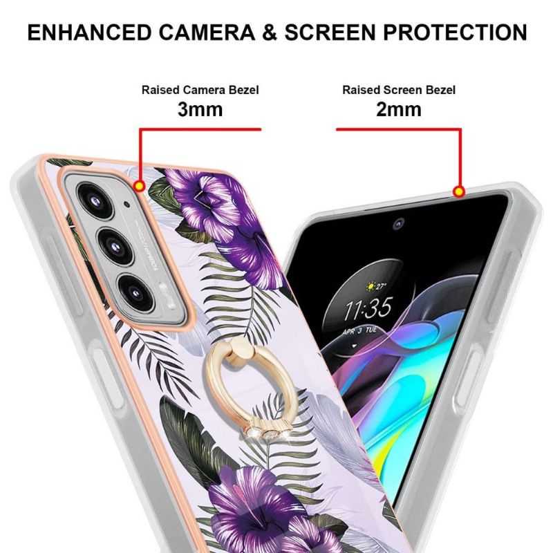 Kryt Na Motorola Edge 20 Exotické Květiny S Prstenem