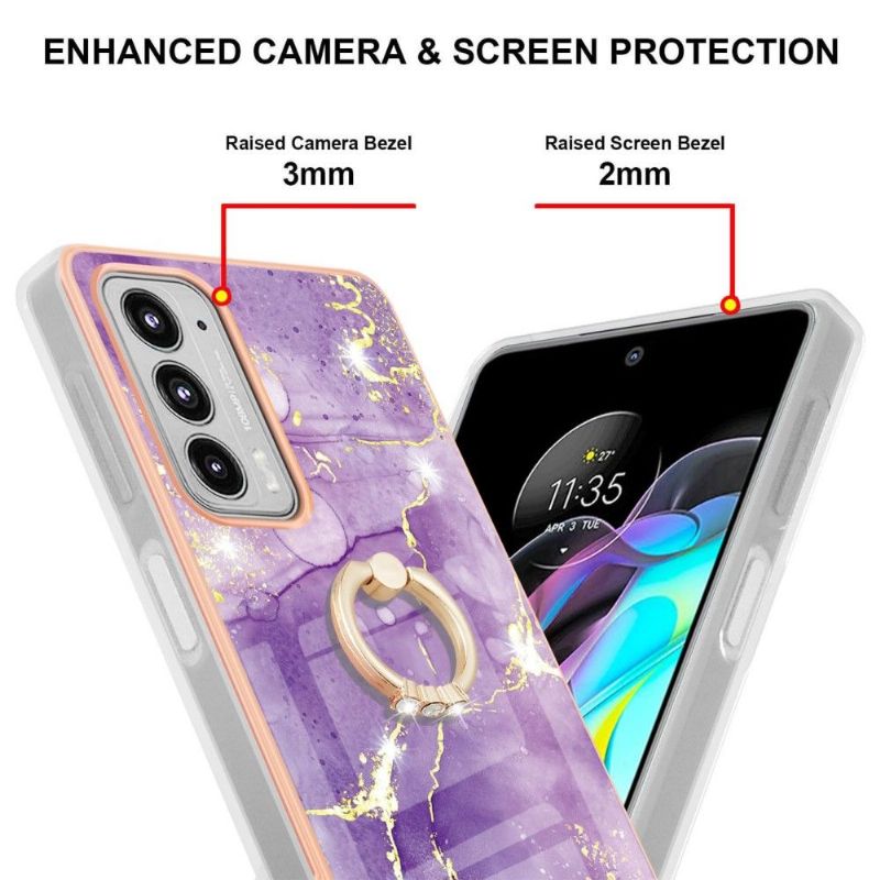 Kryt Na Motorola Edge 20 Mramor S Kroužkem Podpůrné Funkce