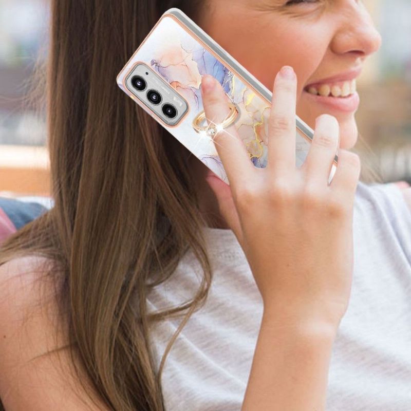 Kryty Na Mobil Na Motorola Edge 20 Barevný Mramor S Prstenem