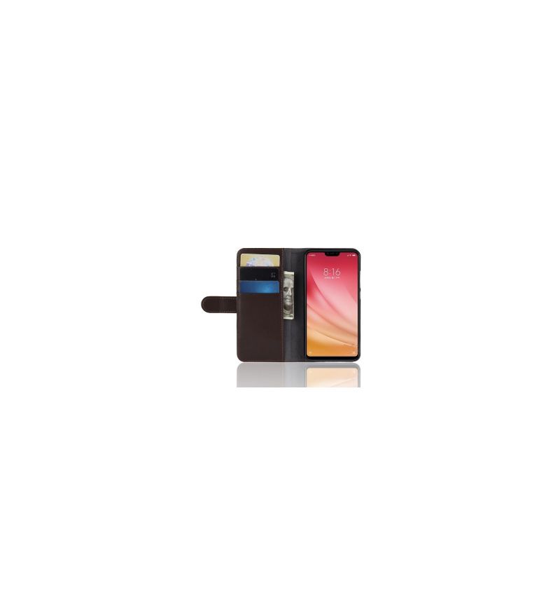 Flipové Pouzdro Na Xiaomi Mi 8 Lite Prémiová Kůže - Hnědá