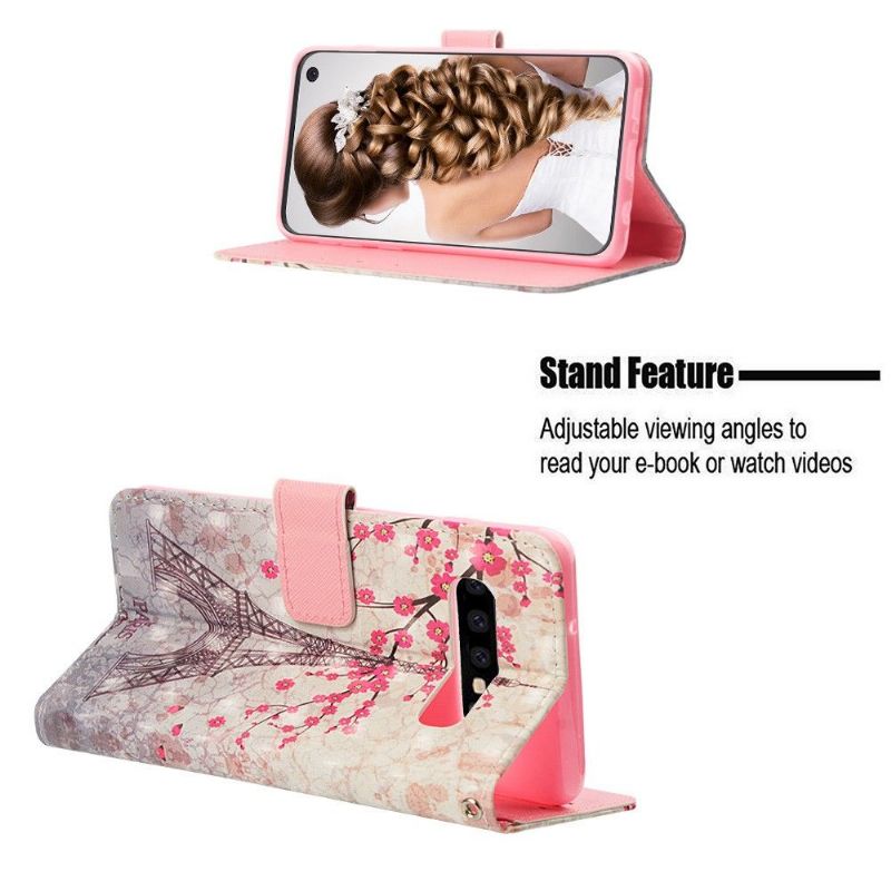 Flipové Pouzdro Na Samsung Galaxy S10 Květiny A Eiffelova Věž
