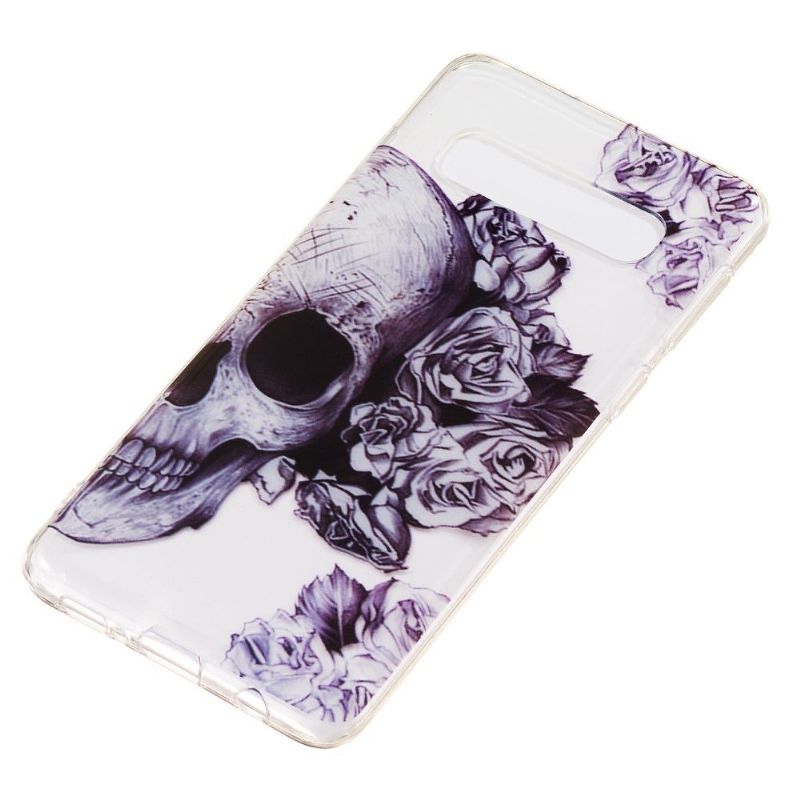 Kryt Na Samsung Galaxy S10 Průhledné Květy Lebky