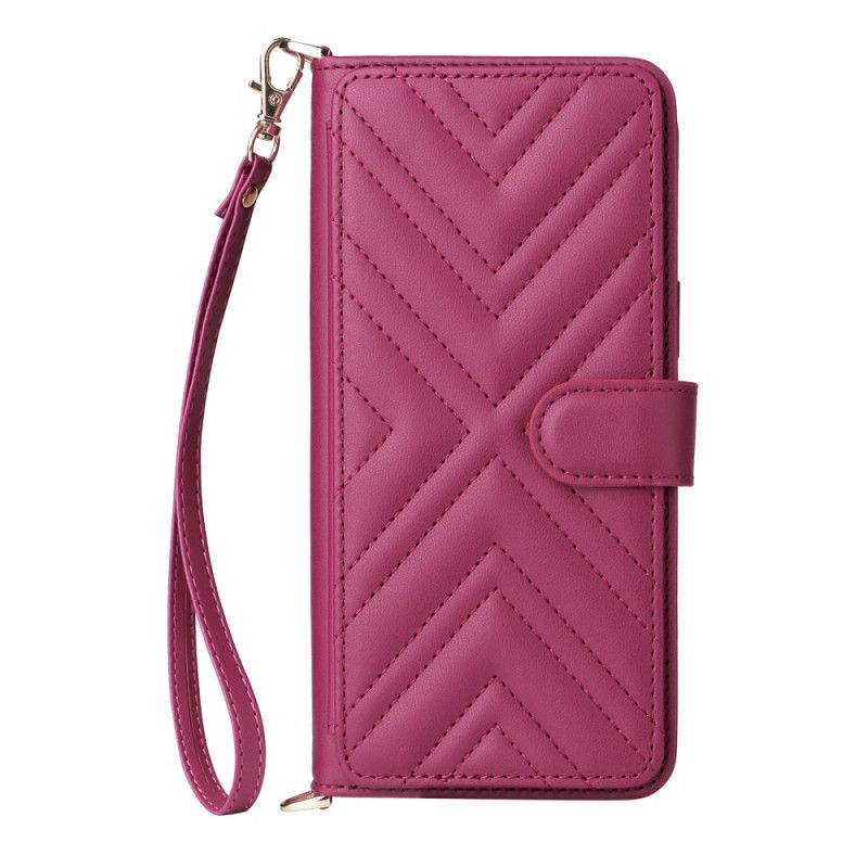 Kožený Kryt Na Vivo X200 Fe Prošívaná S Popruhem A Ramenním Popruhem