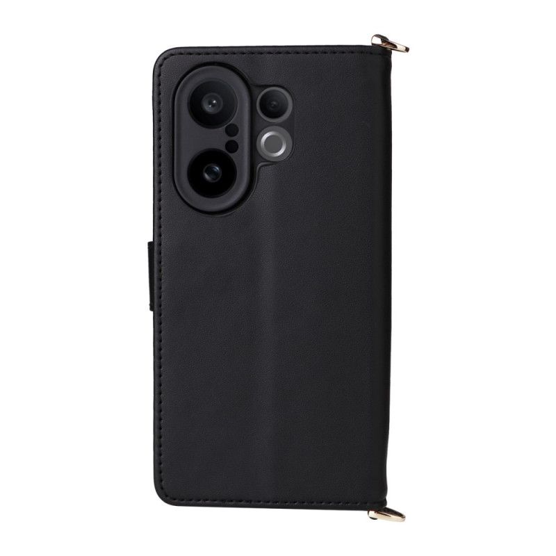 Kožený Kryt Na Vivo X200 Fe Prošívaná S Popruhem A Ramenním Popruhem