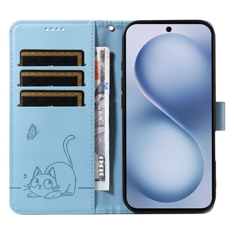 Kožený Kryt Vivo X200 Fe Gravírovaná Kočka S Popruhem