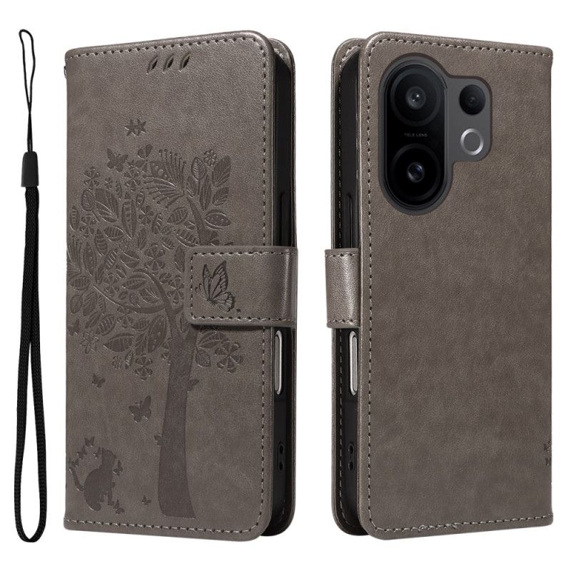 Kožený Kryt Vivo X200 Fe Kočka A Strom