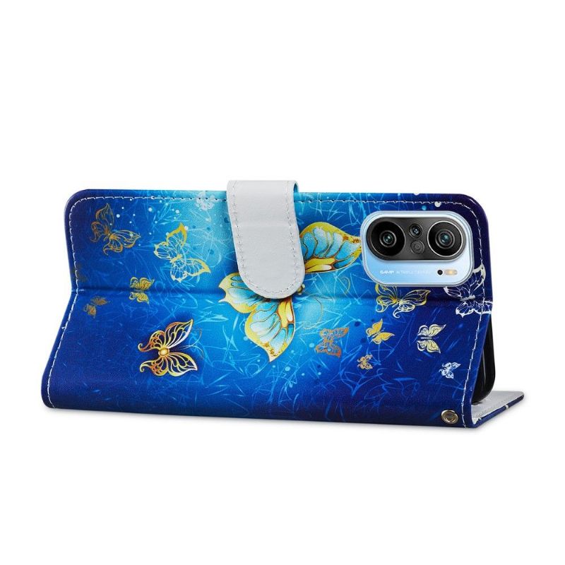 Kožené Pouzdro Na Xiaomi Mi 11i / Poco F3 Zlatý Motýl