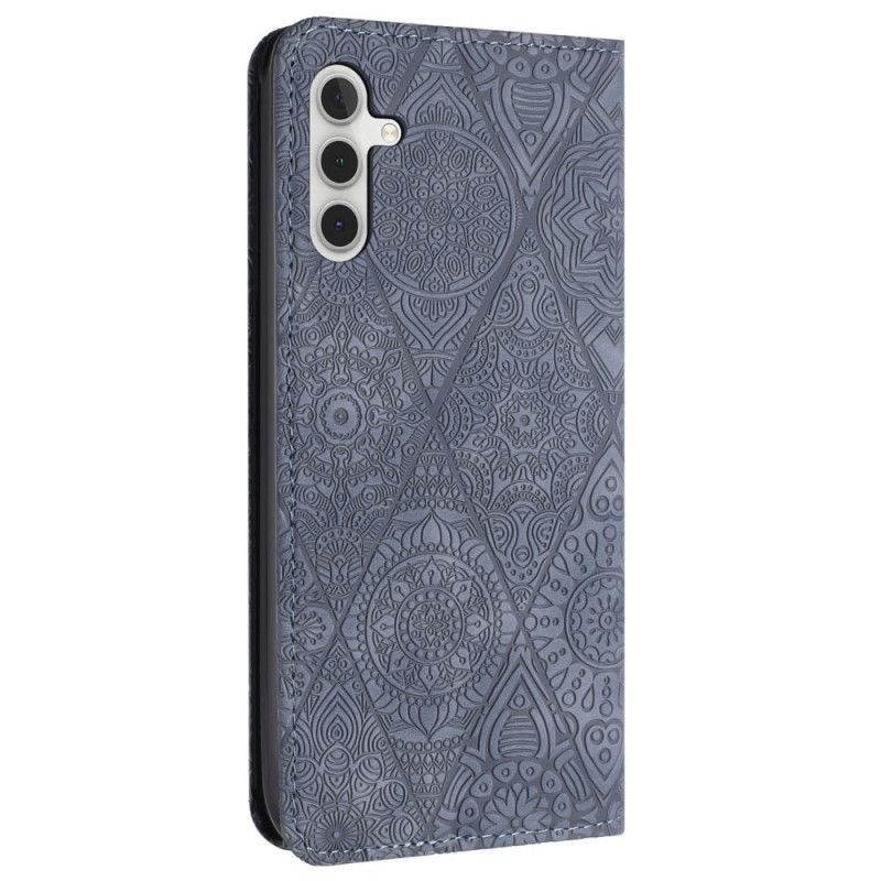 Kožené Pouzdro Folio Na Samsung Galaxy A15 5g Patchwork S Popruhem