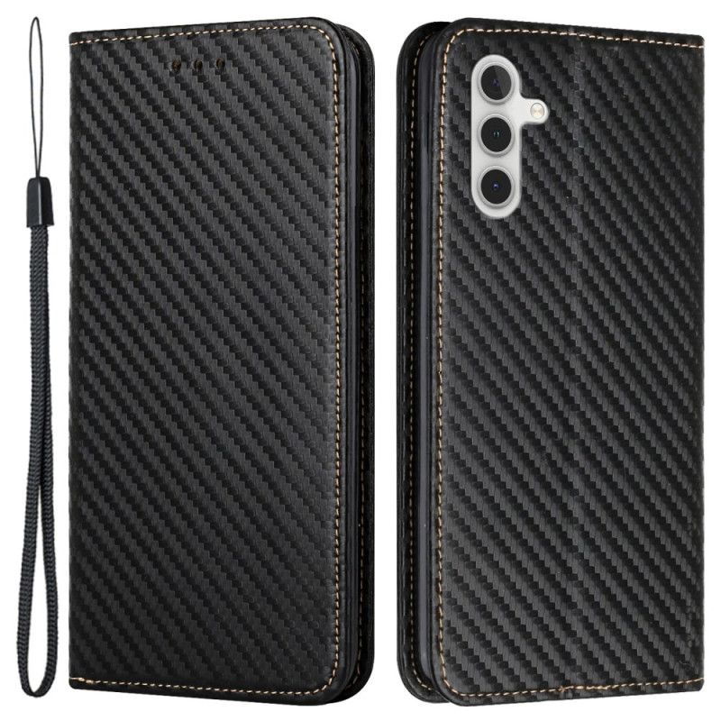 Kožené Pouzdro Folio Samsung Galaxy A15 5g Uhlíkové Vlákno