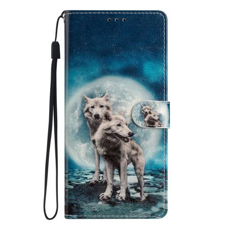 Kožený Kryt Na Samsung Galaxy A15 5g Dva Vlci S Popruhy