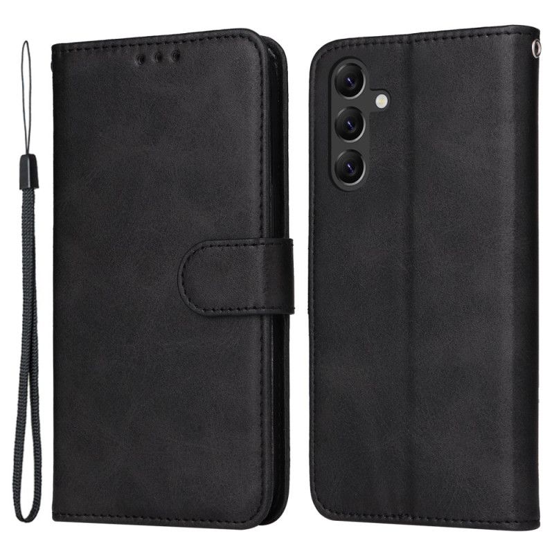 Kožený Kryt Samsung Galaxy A15 5g Klasický Styl S Popruhem