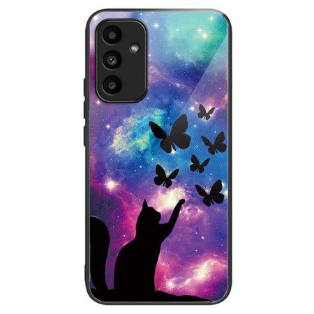 Kryt Samsung Galaxy A15 5g Kočka A Motýli Z Tvrzeného Skla