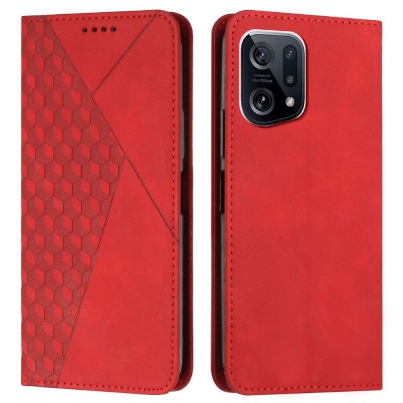 Flipové Pouzdro Na Oppo Find X5 Design Geometrie Imitace Kůže