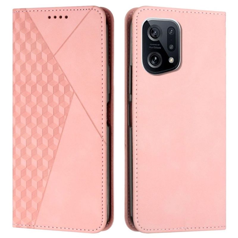 Flipové Pouzdro Na Oppo Find X5 Design Geometrie Imitace Kůže