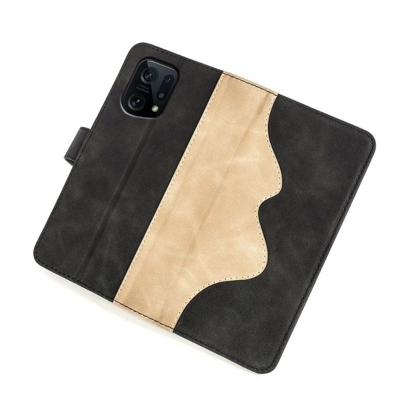 Flipové Pouzdro Na Oppo Find X5 Kožené Pouzdro Dvoubarevný Stojan Na Folia