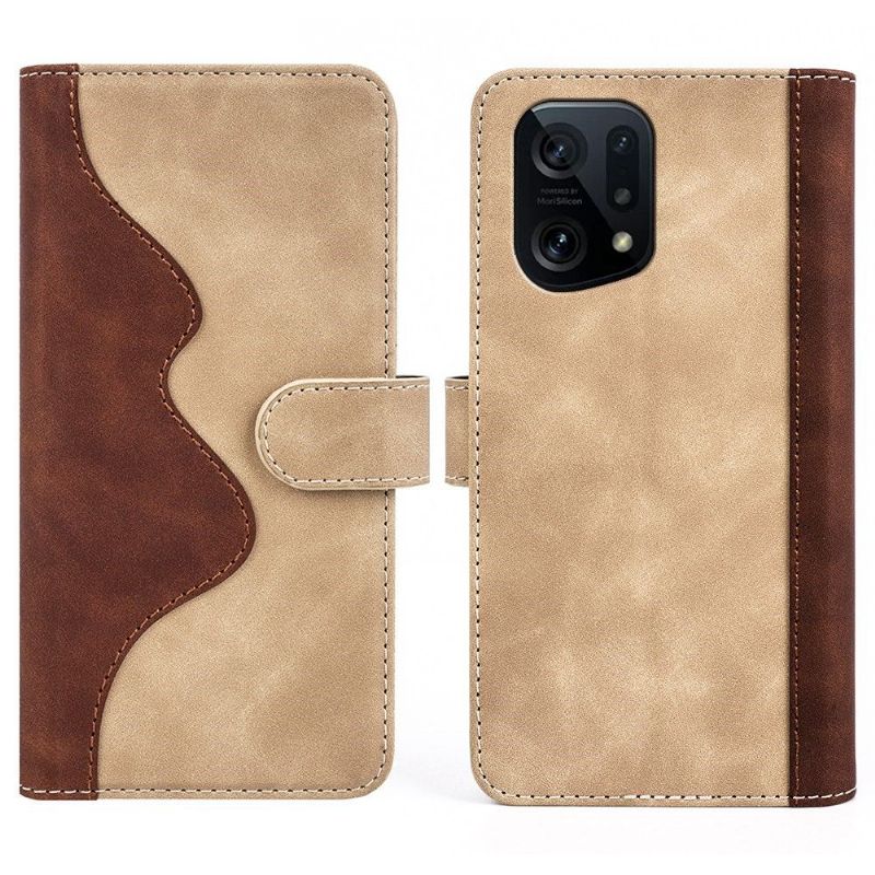 Flipové Pouzdro Na Oppo Find X5 Kožené Pouzdro Dvoubarevný Stojan Na Folia