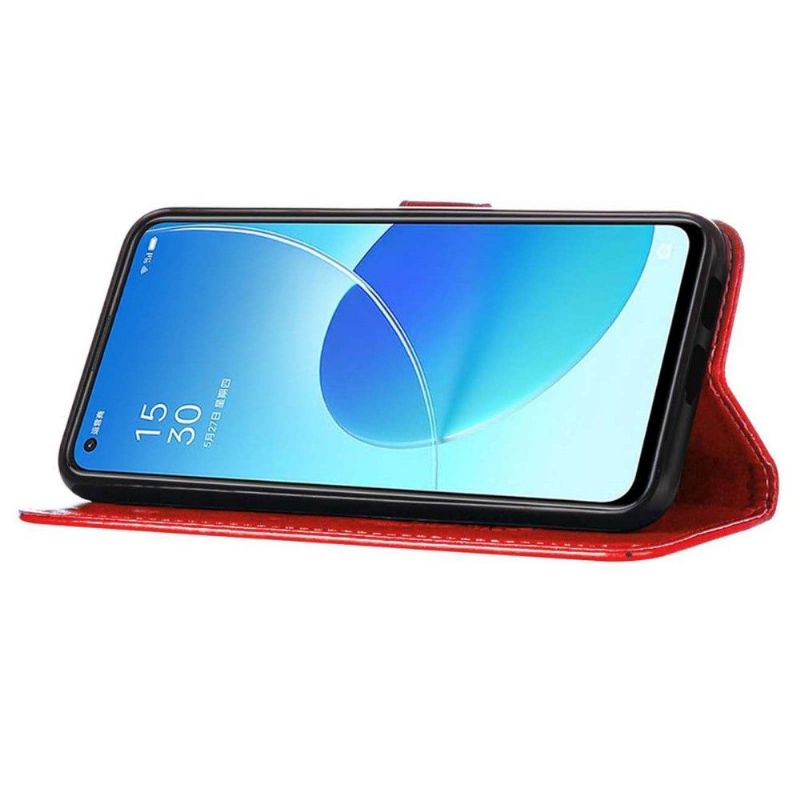 Kožené Pouzdro Na Oppo Find X5 Držák Karet S Motýlím Květem