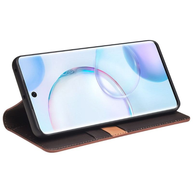 Flipové Pouzdro Na Honor 50 / Huawei Nova 9 Ručně Vyráběná Pravá Kůže
