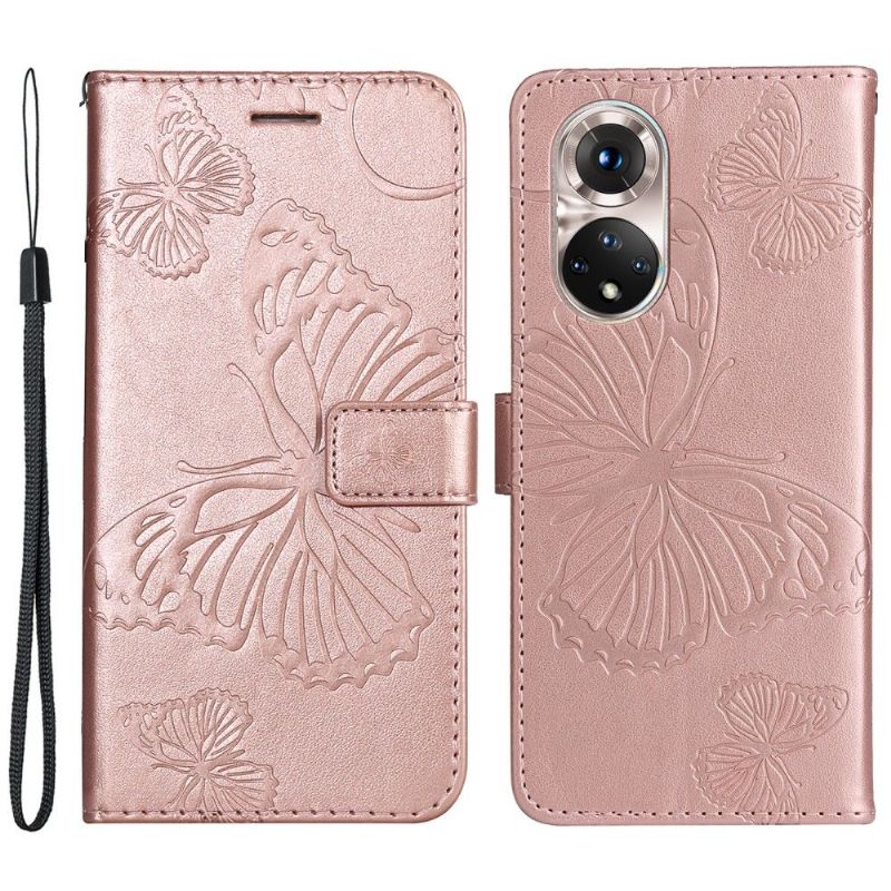 Kožené Pouzdro Na Honor 50 / Huawei Nova 9 Podpora Motýlků Funkcí